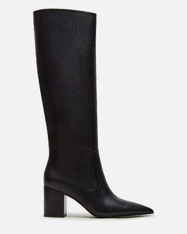 Comfortable Platform Boots SKYLINE BLACK LEATHER