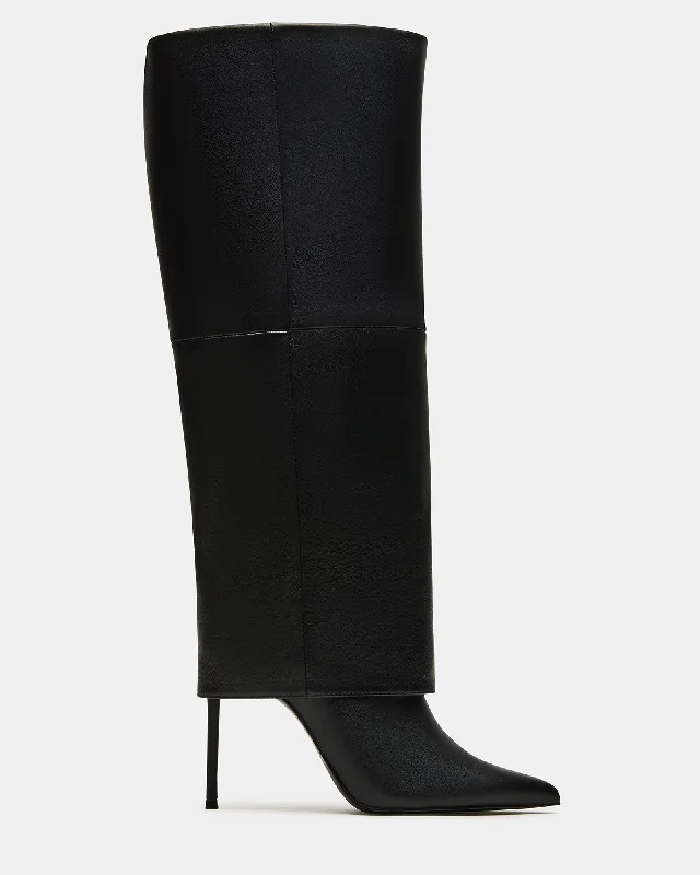 Stylish High Heels SMITH BLACK LEATHER WIDE CALF