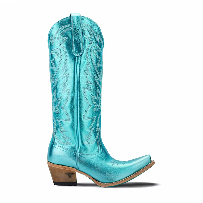 Formal Leather Shoes Smokeshow Embroidered Metallic Snip Toe Zippered Cowboy Boots