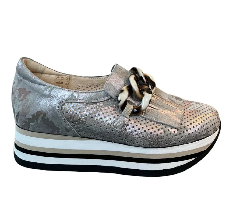 Cozy Indoor Slippers SOFTWAVES SLIP-ON WEDGE SNEAKER - METALLIC COMBO - 778081MET