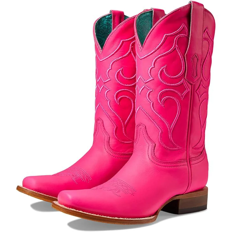 Comfortable Heeled Shoes Corral Hot Pink Square Toe Boots