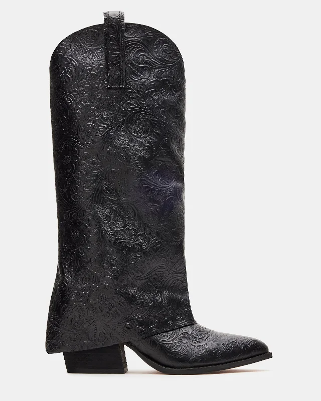 Leather Casual Shoes SORVINO EMBOSSED BLACK LEATHER