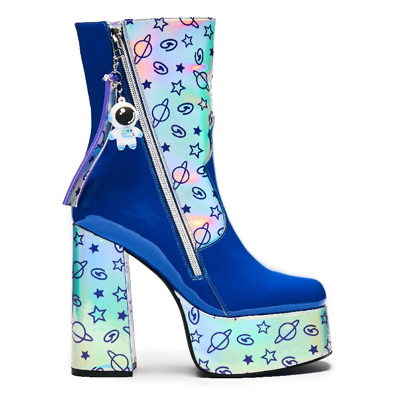 Elegant Wedding Shoes Spaceman Supernova Platform Heeled Boots