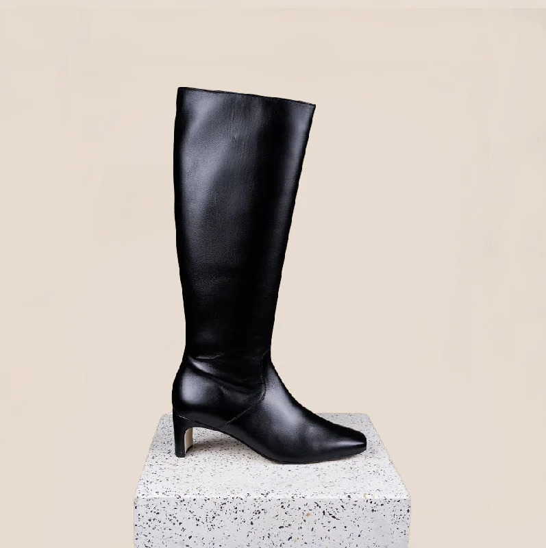 Stylish Winter Boots Stella - Black Calf Leather