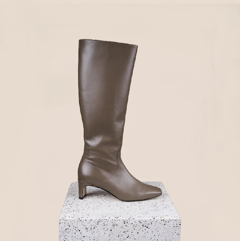 Outdoor Running Shoes Stella - Dark Taupe Calf Leather