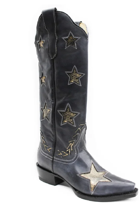 Comfortable Lace-Up Boots Stetson Womens Big Star Black Leather Cowboy Boots