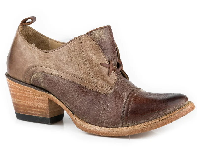 Stylish Platform Boots Stetson Womens Brown Leather Oakley Two Tone Ankle Boots