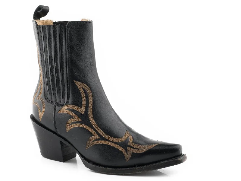 Comfortable Lace-Up Shoes Stetson Womens Greta Black Leather Cowboy Boots
