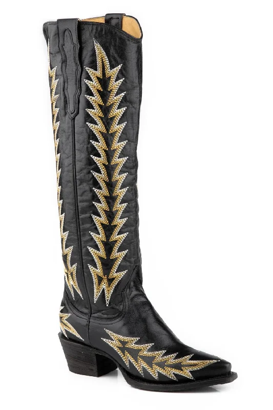 Vintage Sneakers Collection Stetson Womens Sarah Black Goat Leather Cowboy Boots