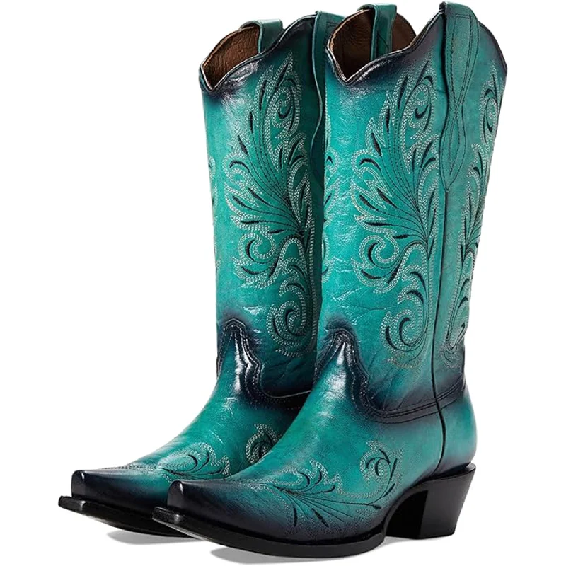 Classic Flat Shoes Circle G Women's Turquoise Embossed Snip Toe
