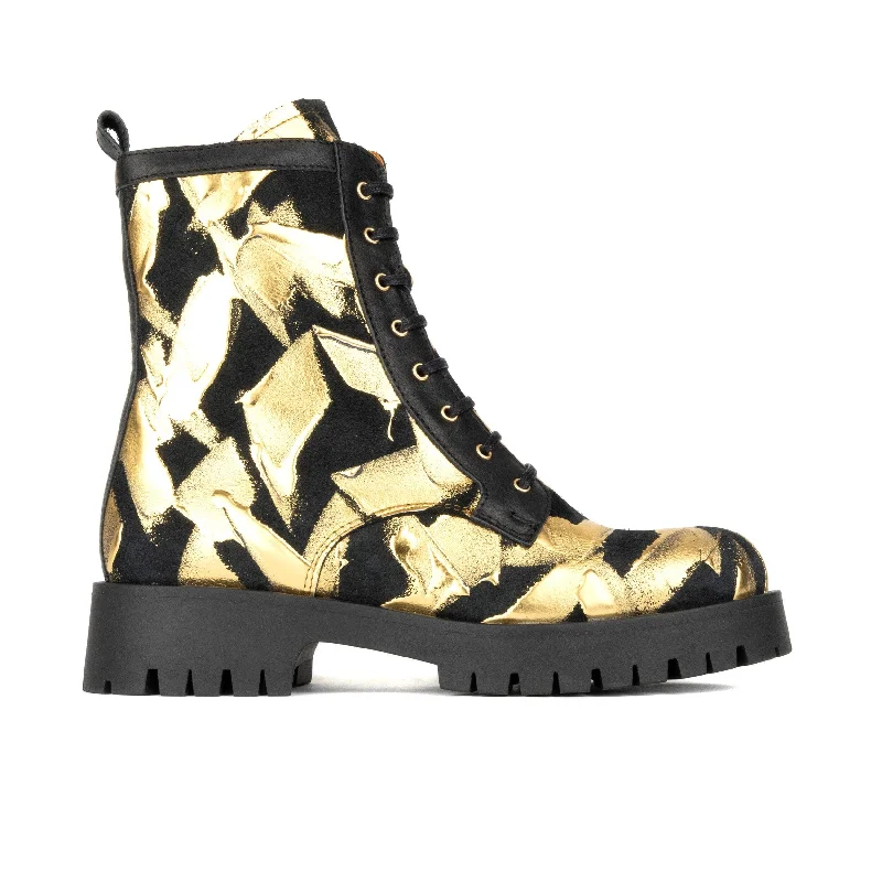 Sporty Hiking Shoes Traveller Platform Wool - Gold & Black