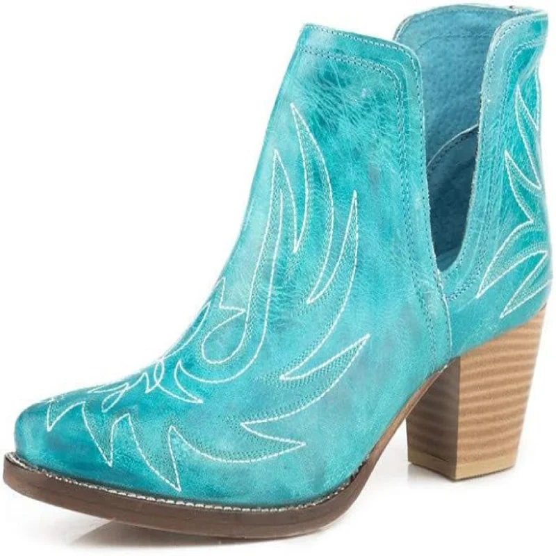 Running Shoes For Men Roper Women's Turquoise Whipstitch Bootie