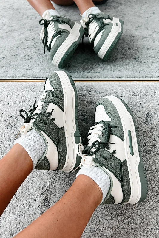 Comfortable Platform Shoes Two Way Street Platform Sneakers (Olive)
