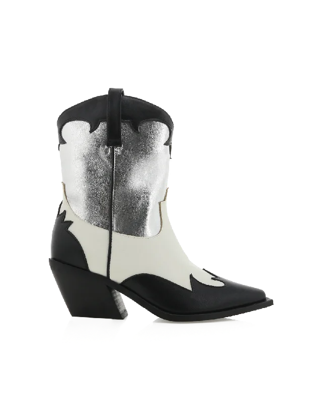 Trendy Boots Online URIE - BLACK-WHITE-SILVER