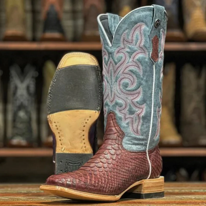 Designer Work Shoes Tanner Mark Women's Wine Python Boots
